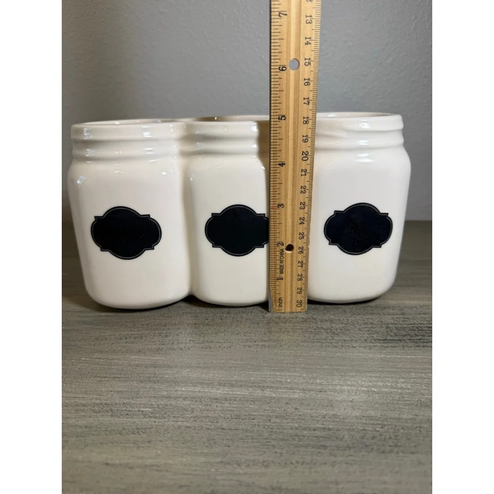 3 Mason Jar style Utensil holder Farmhouse Rustic Kitchen